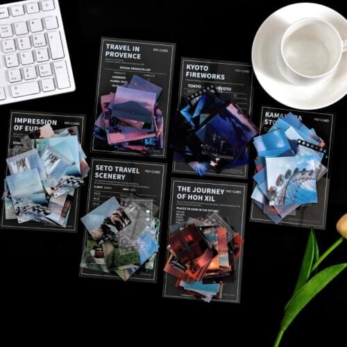 45Pcs Vintage Nature Landscape Travel Collage PET Sticker Package DIY Diary Bullet Journal Decoration Sticker Album Scrapbooking