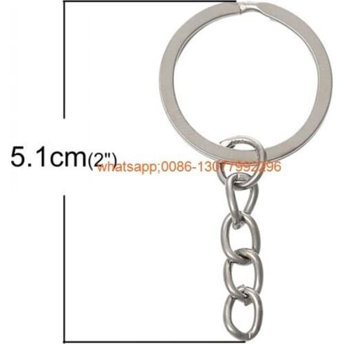 50pcs/pc Wholesale Key Chains Key Rings Round Silver Tone Keychain 5.1*4.8cm free shipping