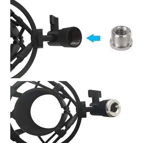 6 Pcs 5/8 inch Male to 3/8 inch Female Mic Converter Threaded Screw Adapter with Knurls for Microphone Stands Mounts