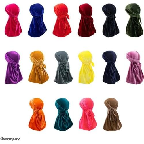 Mens Velvet Durags Bandana Turban Doo Rag Biker Headwear Headband Pirate Hat Hair Accessories