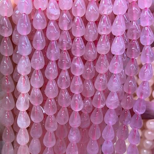 7x10mm Natural Rose Quartzs Beads 15'' Drop Shape DIY Loose Beads For Jewelry Making Beads Women Bracelet Necklace Earring Gift