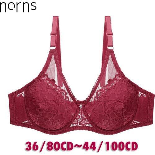 Norns Sexy Ultra-Thin Women Embroidery Lingerie Push Up Bra Temptation Transparent Underwear Plus Size Bralette