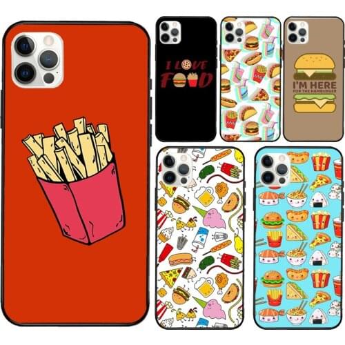 Hamburger Fries Pizza Fast Food Silicone Case For Apple iPhone 11 Pro Max XS XR X 8 7 Plus SE 2020 12 Pro Max Back Cover