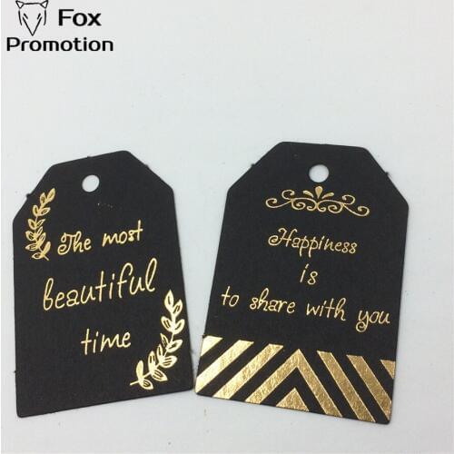 60pcs DIY Scrapbooking Black Tag with shiny Gold hotstamping Cookie/Cake/Gift Labels Stickers Kitchen Sweets Party 47x32mm