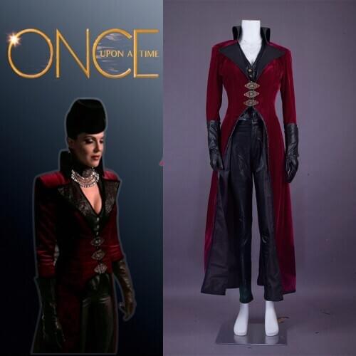 Cosplaydiy Custom Made Once Upon a Time Evil Queen Regina Red Vision Costume Adult Halloween Queen Jacket Vest Pants L0516