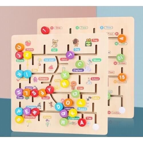 Wooden Maze Digital Letter Learning Educational Motessori Toys For Children