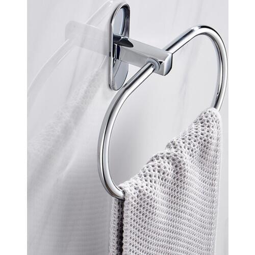 Towel Ring Punch Free Round Style Silver Stainless Steel Towel Ring Holder Bathroom Round Towel Rack