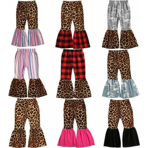 9 Colors Infant Kids Baby Girl Pants Clothes Leopard&Plaids Flares Leggings Pants Trousers Outfit 1-6Y