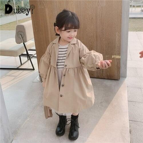Kids Girls Trench Coat Toddler Girl Jacket Coat Korean Long Puff Sleeve Fashion Kids Girls Autumn Clothes Little Girls Clothing