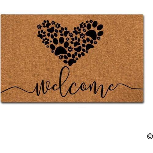 Doormat Entrance Floor Mat Funny Doormat Welcome Dog Paws Love Door Mat Home Decorative Indoor Outdoor Doormat