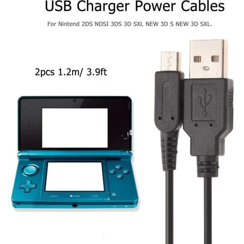 2pcs 1.2m/ 3.9ft USB Fast Charging Power Cable Charger Cord For Nintendo 2DS NDSI 3DS 3DSXL NEW 3DS 3DSXL Game Power Line