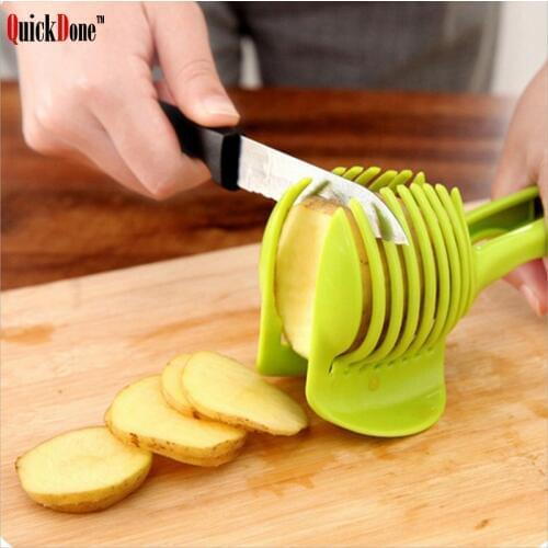 QuickDone Potato Slicer Fruits Cutter Tomato Onion Lemon Vegetable Fruit Cutting Holder Cooking Tools Kitchen Accessory CKC1365