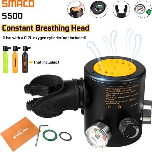 SMACO S500 Diving Equipment Mini Scuba Diving Oxygen Cylinder Breathing Head 3000PSI Parts