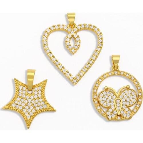 OCESRIO DIY White Stone Small Round Butterfly Pendant Heart Pendant Supplies For Handmade Jewelry Making Accessories pdta114