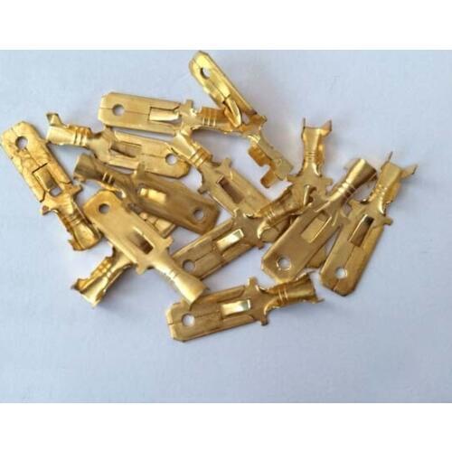 Brass Quartet plug spring terminals0 .35mm thickness 6.3mm Cold pressing terminal connector B type pins