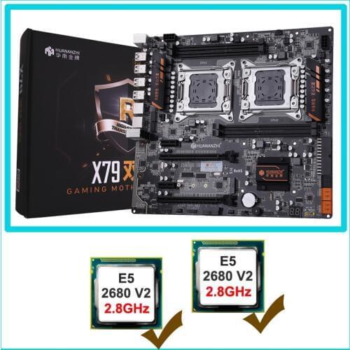 HUANANZHI X79-4D Dual Socket Motherboard with 2 Processors E5 2680 V2 2.8GHz 2 Giga LAN Ports Buy Computer One-Stop Solution