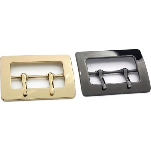 1pcs 50mm Zinc Alloy Metal Buckle Rectangle Fashion Double Needle Buckle for Leather Craft Bag Belt Strap Craft DIY Accessories
