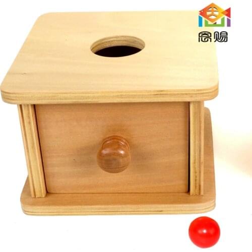 Montessori toys 1 year Imbucare Box w/ ball 1010 shapes infant toddler baby wooden sensorial toys montessori materials