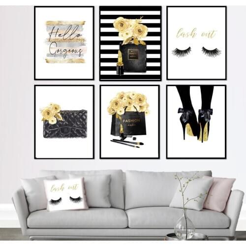 Wall Art Canvas Painting Paris Flower Bag Perfume Girl High Heel Nordic Posters And Prints Wall Pictures For Living Room Decor