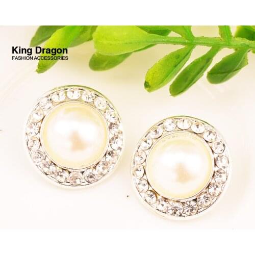 Rhinestone Pearl Button Shank Back Used On Decoration 18MM 10PCS/Lot Gold Color Or Silver Color KD430