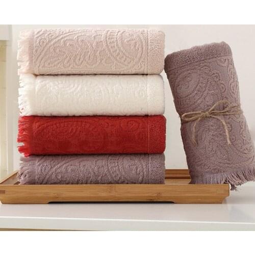Pure Cotton Tassel Pure Color Face Towel Nordic Thick Jacquard Rectangular Face Towel Adult Childrens Home Bathroom