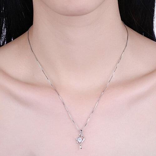 SILVERHOO Hollow Circle Necklaces Inlaid Cubic Zirconia Cubic Zirconia Hollow Circle Necklaces Fashion Jewelry