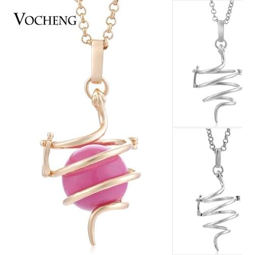 10pcs/lot Vocheng Pregnancy Ball Snake Pendant Copper 3 Colors Cage Necklace for Women with Stainless Steel Chain VA-231*10