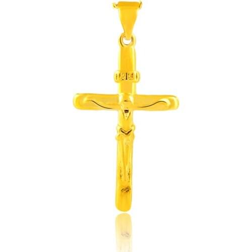 High quality Pure gold color Cross charm pendant for women Men 24K yellow gold filled Pendant wedding jewelry Accessories gifts