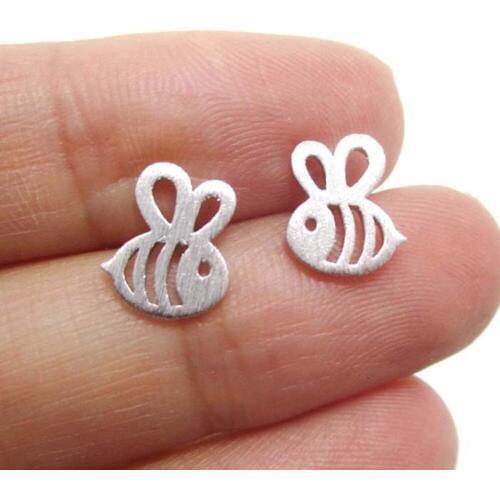 Hollow Bee Shape Ear Studs for Women Lady 11mm*10mm Alloy Insect Stud Earrings Gold Silver Color Honeybee Ear Needles Earring