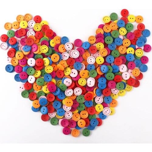 30 Pcs 15mm Candy Spring Colour Wooden Buttons Circular with Sotted Lines 2 Holes Round Sewing Sweaters Needlework Ornament DIY