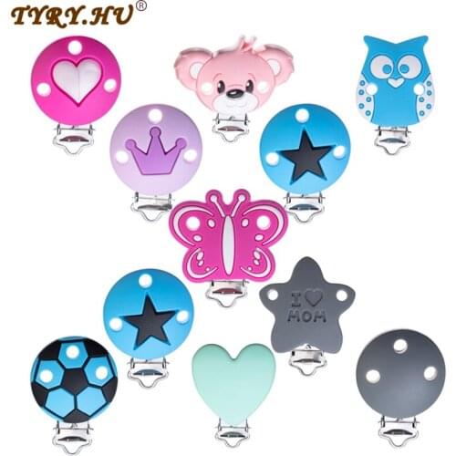 TYRY.HU 3Pc/Cartoon DIY Silicone Pacifier Clip Custom Nipple Holder Tool Baby Teething Care Pacifier Chain Accessories BPA-Free