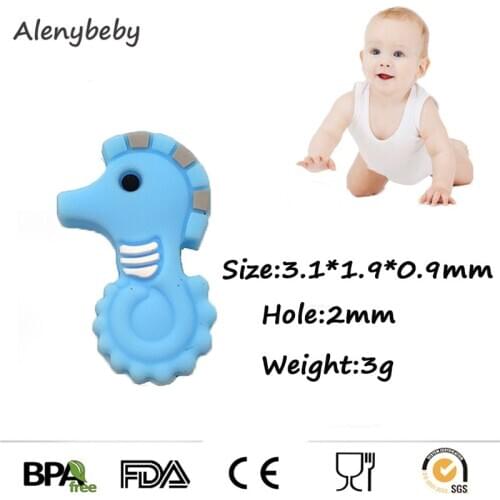 Mini Cute Silicone Hippocampus Bead Animal Baby Teether Food Grade Infant Teething Bead For DIY Nursing Necklace Accessories Toy