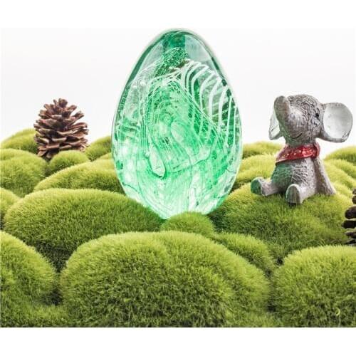 H&D Glass Ornament Statue Decoration Handmade Egg-Shaped Illusion Glazed Flower Ball Xmas Easter Gift Home Desktop Decor (Green)