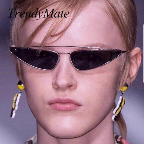 TrendyMate New Designer Small Frame Sunglasses Women Vintage Cat Eye Metal Frame Shades Female Glasses Oculos De Sol 1274T