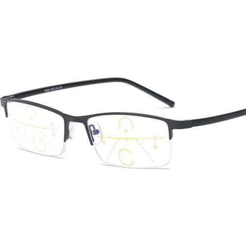 Half-rim Ultralight Tr90 Leg Far and Near Black Progressive Multifocal Anti-blue Reading Glasses +0.75 +1.25 +1.5 +2 +1.75 TO +4