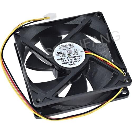 Original For Everflow F129025SMT DC 12V 0.18A 90x90x25mm 3-wire Server Cooler Fan