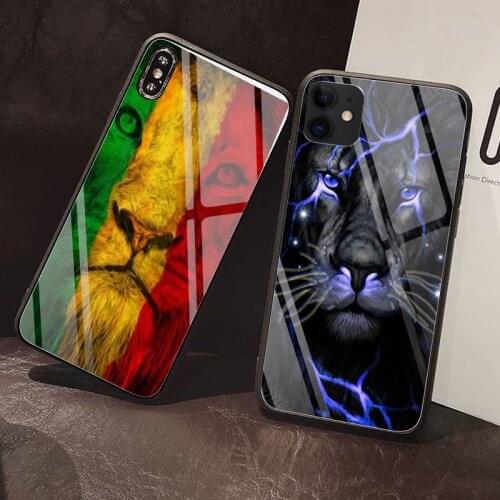Domineering cool lion Phone Case Tempered Glass For iPhone 12 Pro Max Mini 11 Pro XR XS MAX 8 X 7 6S 6 Plus SE 2020 case