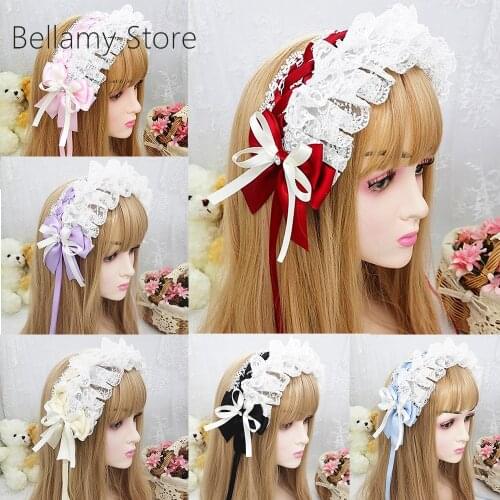 Japanese soft girl Lolita lace headband sweet BNT headband maid with angel handle