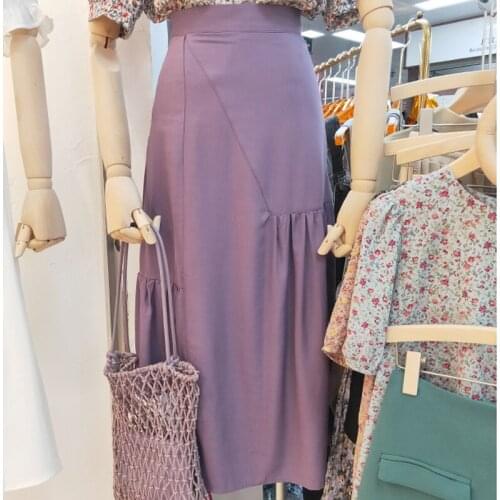 Korean Fashion Irregular Woman Purple Skirts Chic Asymmetrical Design Faldas Mujer 2021 New Solid All Match Feminino Jupe