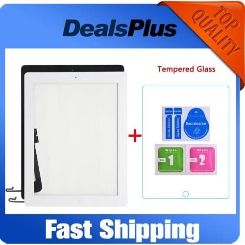 Replacement New Touch Screen Digitizer + Tempered Glass+ Home Button+Camera Holder For iPad 4 A1458 A1459 A1460 White Black