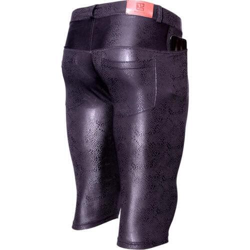 Plus Size Sexy Snake Shiny Capri Thin High Elasticity Pirate Shorts Half Tight Pants for Men U Convex Pouch Knee Length Gay Wear