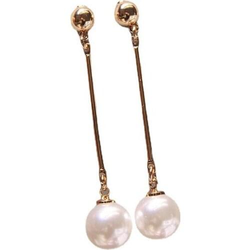 Ladies long tassel simulation pearl pendant earrings gift Bijoux Korean jewelry OL gold