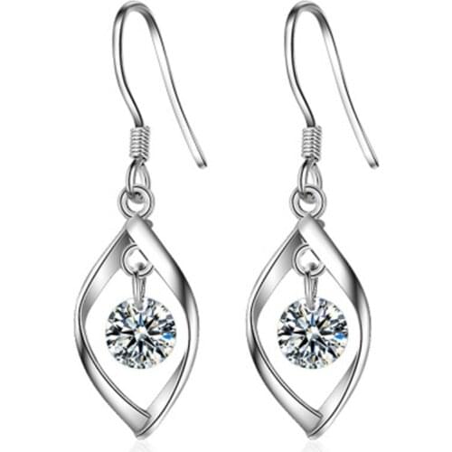 New 100%925 Sterling Silver Temperament Pendant Zircon Earrings Suitable for Valentines Day Birthday Gift Fashion Women Jewelry