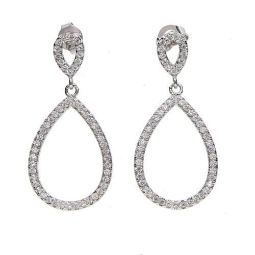 New Fashion Silver Plated Dangle Hanging tear drop charm CZ ZIRCONIA Long Drop Earrings For Women Jewelry brincos bijoux