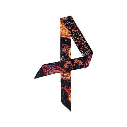 100*5cm New Style All-match Tree of Life Printing Fashion Silk Scarf Female Fashion Tie Bag Handle Ribbon