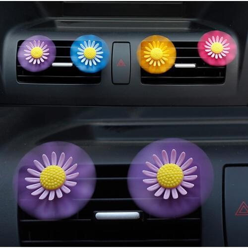 2pcs/Set Car Perfume Clip Flower Spin Smell Fragrance Rotating Air Vent Freshener Auto Interior Outlet Decoration Accessory Gift