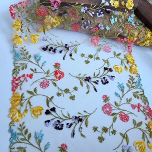 2 Yards 21cm Hot Sale Beautiful DIY Material Accessory Bilateral Fantastic Colorful Skin Mesh Embroidered Lace Trim Trimming