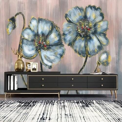 Custom 3D Photo Wallpaper Roll Modern Abstract Floral Glitter 3D TV Living Room Wall Non-woven Waterproof Wall Covering Mural
