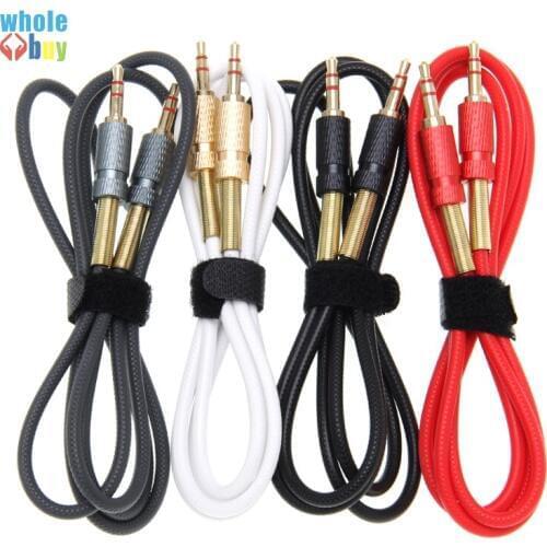 500pcs/lot Wholesale Gold-plated Spring Protect Protective 1m 3.5mm Jack Male To Male Audio Cable for Phone Car Speaker Aux Cord