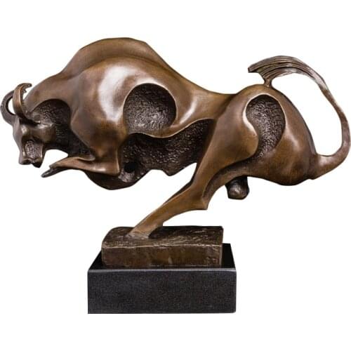 ArtsHom DW-037 Office Decoration Abstract Bull Statue Sculpture Handsome pure Bronze Bull Figureines Art For Home Decoration